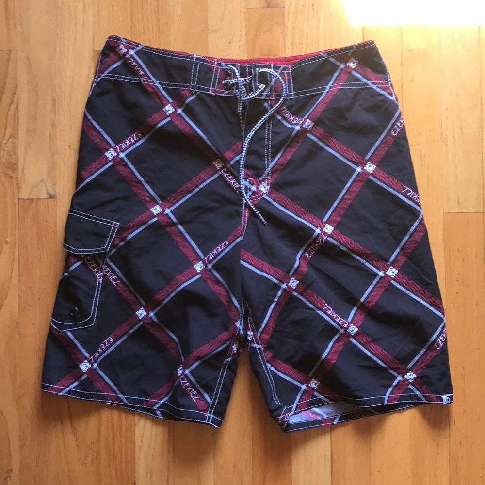 Ezekiel Black + Red + White Board Shorts